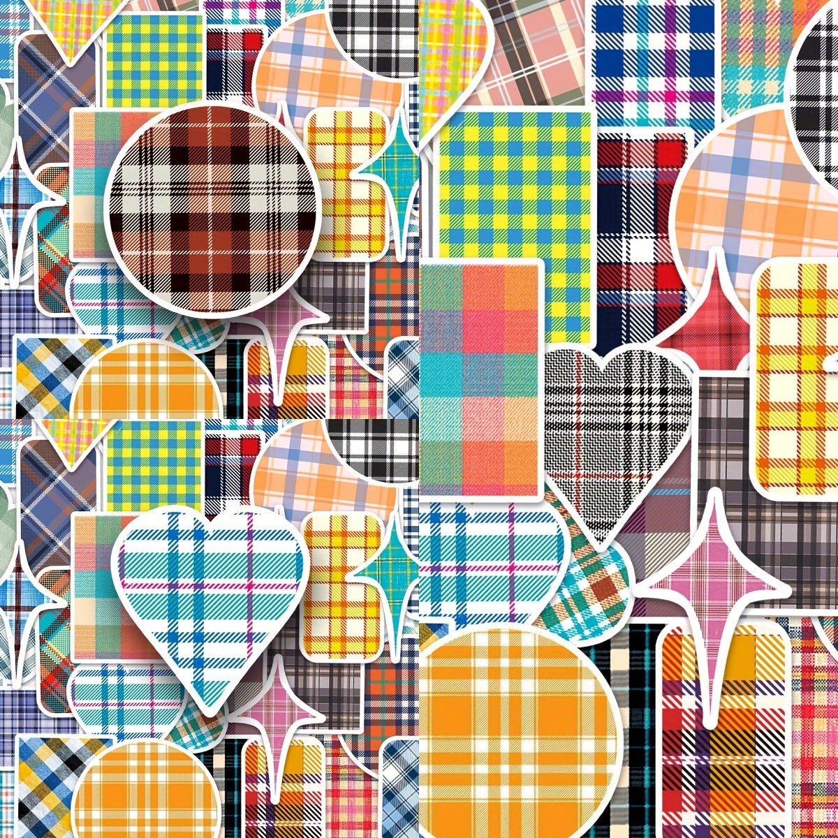 50pcs Plaid Series Waterproof Stickers for Laptop Helmet Wat