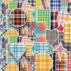 50pcs Plaid Series Waterproof Stickers for Laptop Helmet Wat