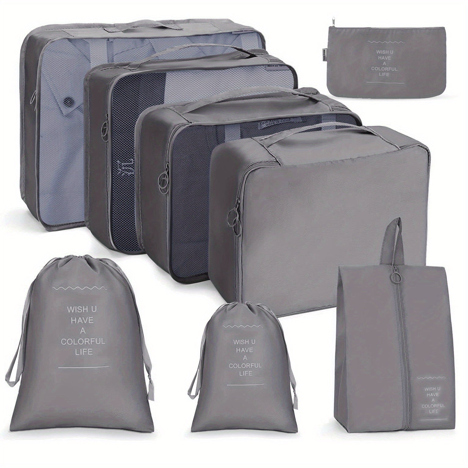 8 Set Packing Cubes For Suitcases Luggage Storage Bags Portable