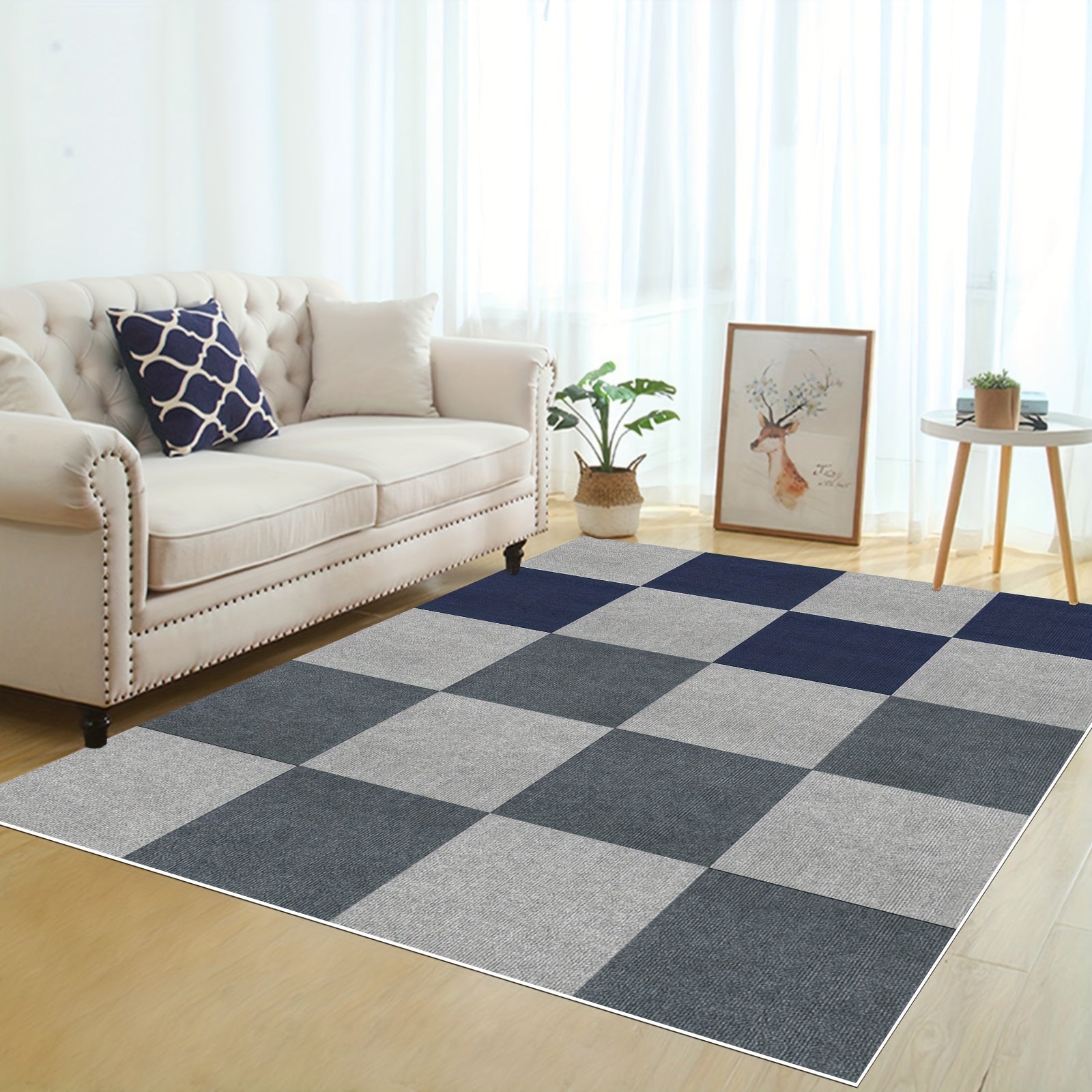Anti-slip Square Carpet Sticker 30pcs Self-adhesive Floor Tile Stain Resistant