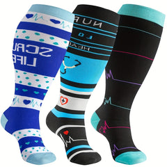 3 Pairs Wide Calf Support Compression Socks 20-30mmHg for Circulation Varicose