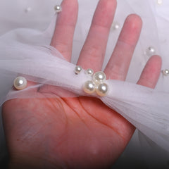 Long Bridal Veil with Faux Pearl Accents