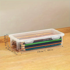 2pcs Transparent Storage Box with Snap Closure Pen Case