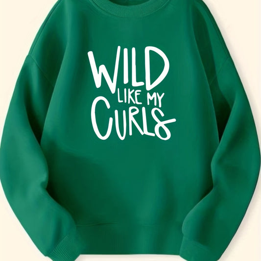 Girls Wild Like My Curls Sweatshirt Long Sleeve Pullover Spring Fall Clothing