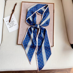 Dotted Stripe Skinny Scarf Plaid Print Neck Tie Scarf