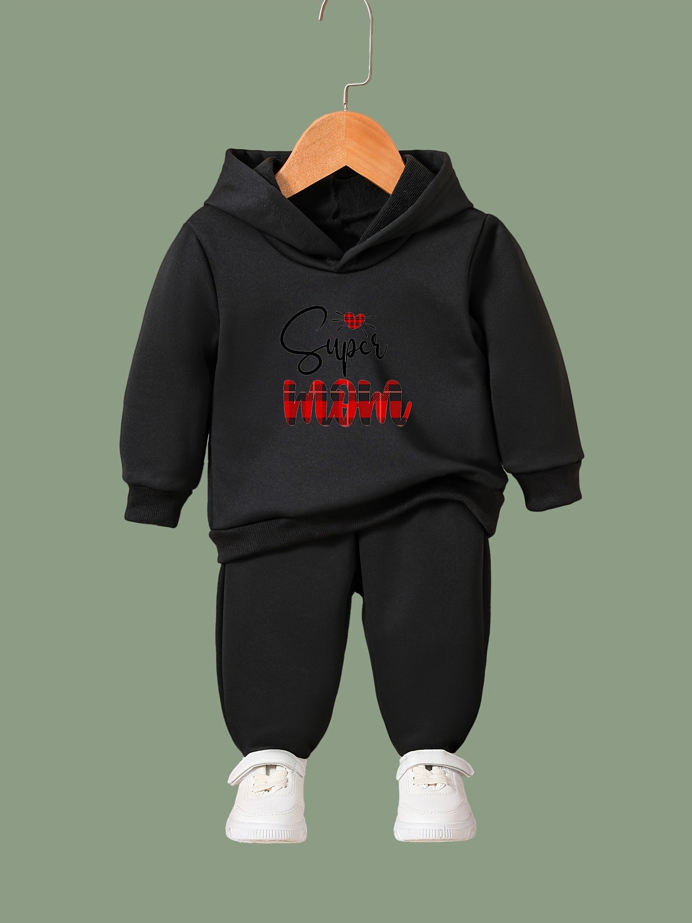 Kids MOM Print Hoodies Pants Set Spring Fall Sports