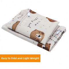 2pcs Bear Prints Cloth Diaper Bag Set with Zipper Pocket for Travel Storage