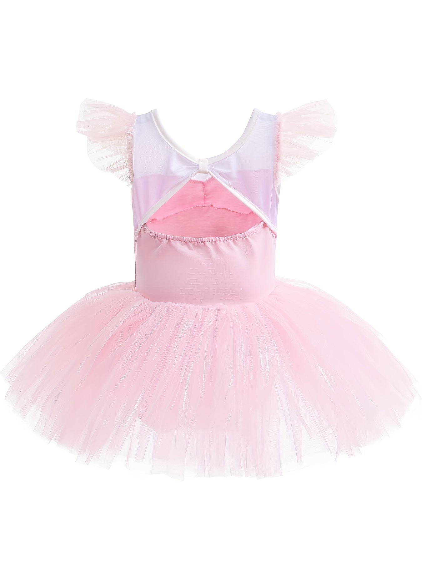 Girls Flutter Trim Tutu Ballet Leotard Cotton Dress for Christmas Dance Party