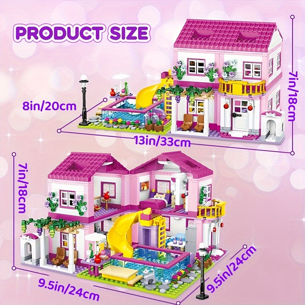 City Street View House Summer Holiday Villa Castle Building Block Girls Series