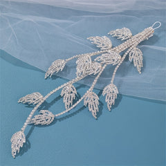 Green Rhinestone Crystal Leaf Hair Clip for Girls