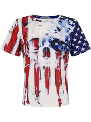 Men's American Flag & Skull Graphic T shirt 3D Print Crew Neck Tee