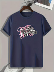 Animal & Letters Print Men's Graphic T-shirt for Summer