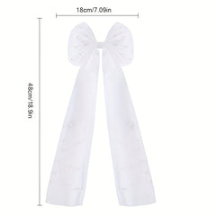 Bridal Veil with Embellishments and Satin Bow Single Layer