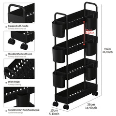 Kitchen Storage Slim Rack Small Cart Movable Living Room Plastic Storage Rack