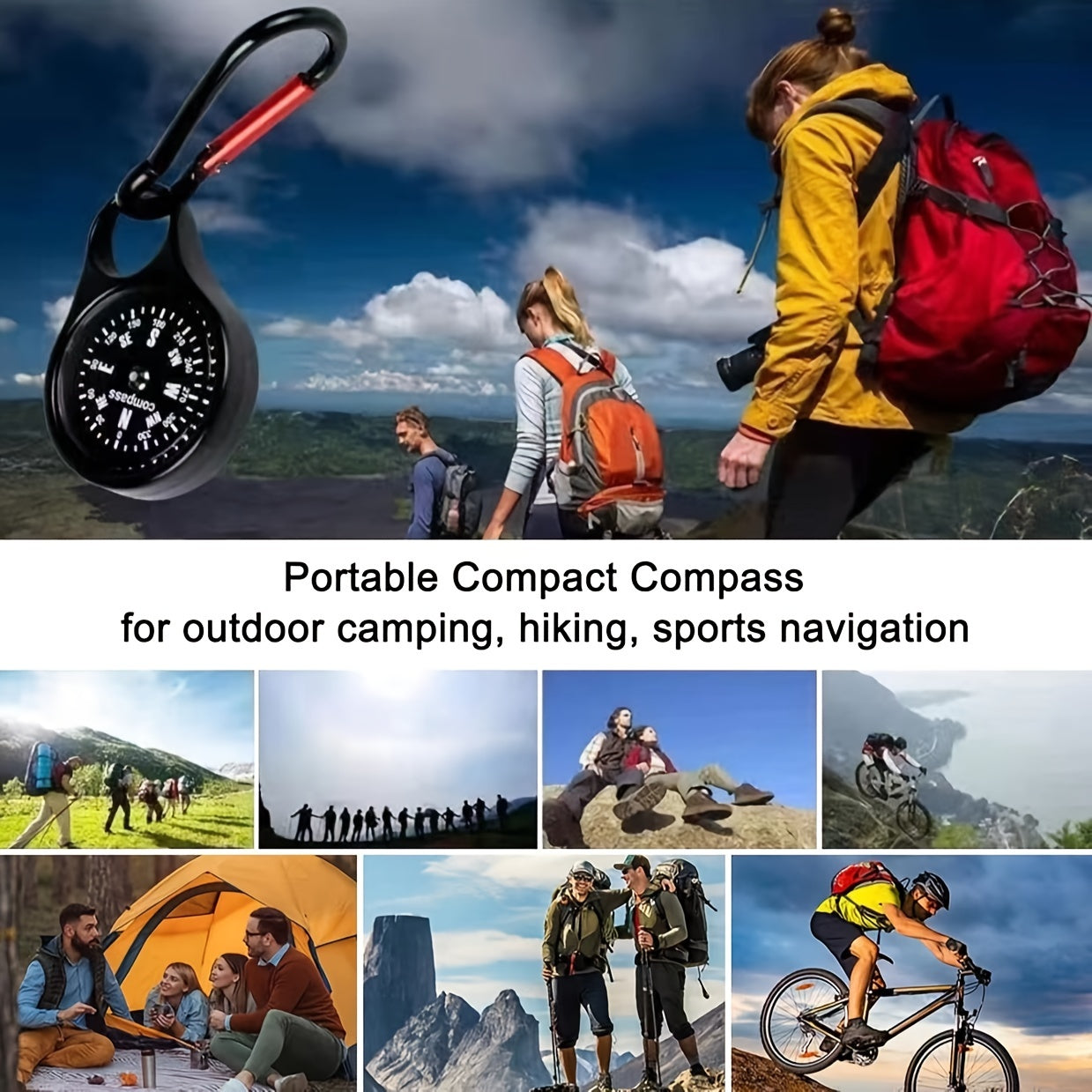 Outdoor Survival Compass Keychain for Travel Camping Hiking