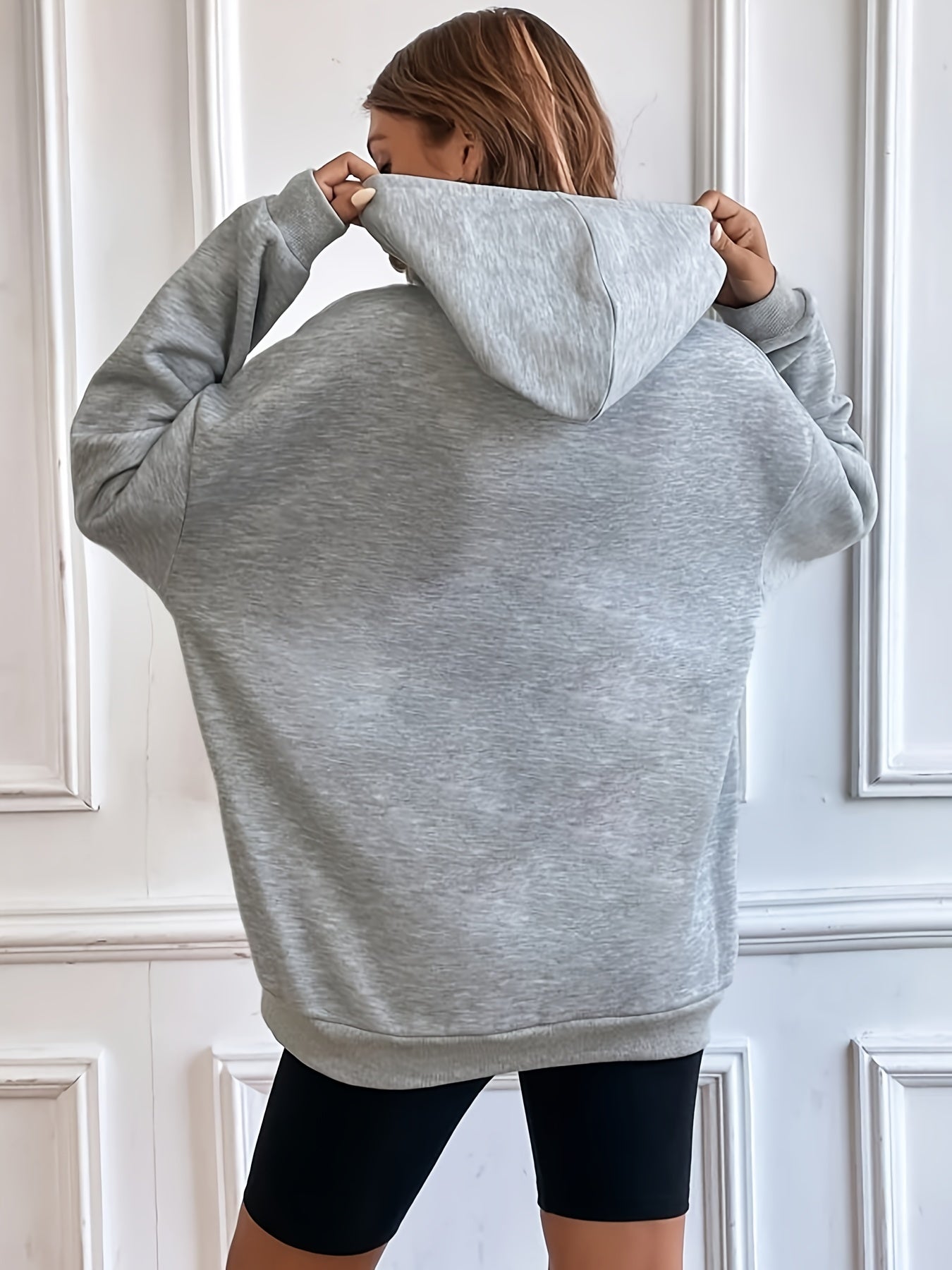 Graphic Print Drawstring Loose Hoodie Casual Hooded Long Sleeve