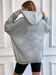 Graphic Print Drawstring Loose Hoodie Casual Hooded Long Sleeve