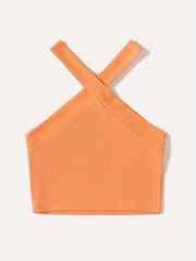 Solid Halter Crop Top for Summer & Spring
