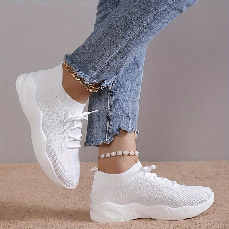 Women's Textured Knit Running Shoes Lightweight Casual Sneakers