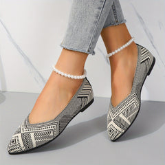Women's Knit Pointed Toe Flats Soft Sole Slip On Walking Shoes