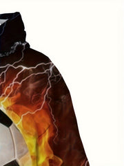 Football 3D Print Boy's Hoodie Kids Children Long Sleeve Loose Hooded Sweatshirt