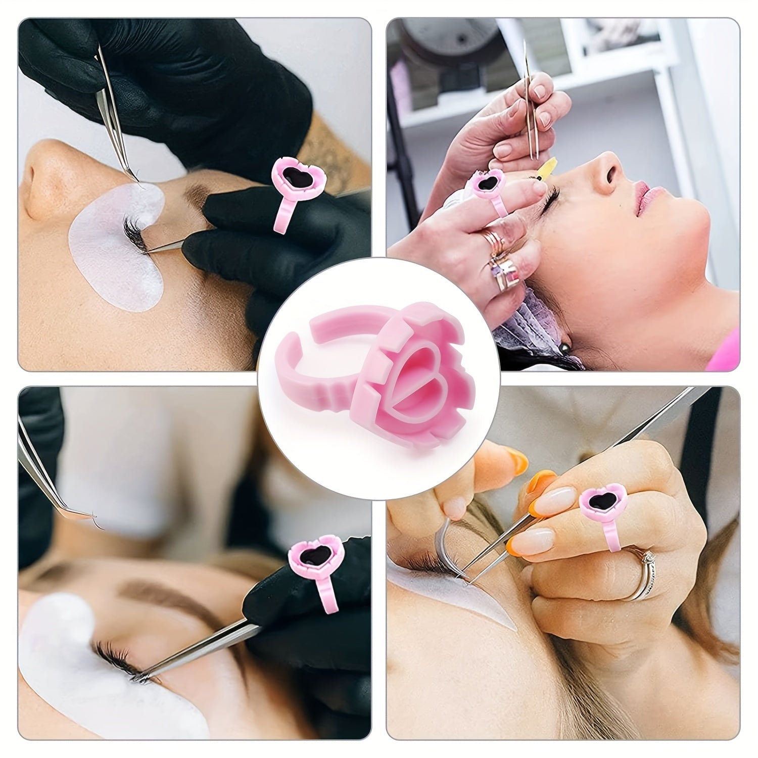 Heart Shape Glue Rings for Eyelash Extensions Cups
