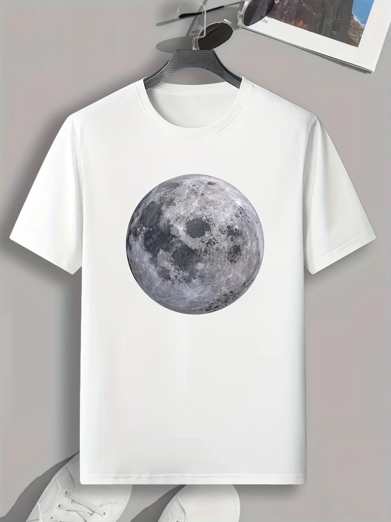 Moon Print Men's Graphic T shirt for Summer