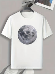 Moon Print Men's Graphic T shirt for Summer