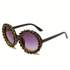 Stylish Rhinestone Round Sunglasses Punk Eyeglasses