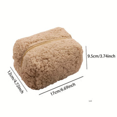 Plush Cosmetic Bag Travel Makeup Storage Bag Zipper Minimalist Makeup Bag