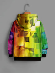 Knight Pattern Hoodie For Kids Rainbow Long Sleeve Top
