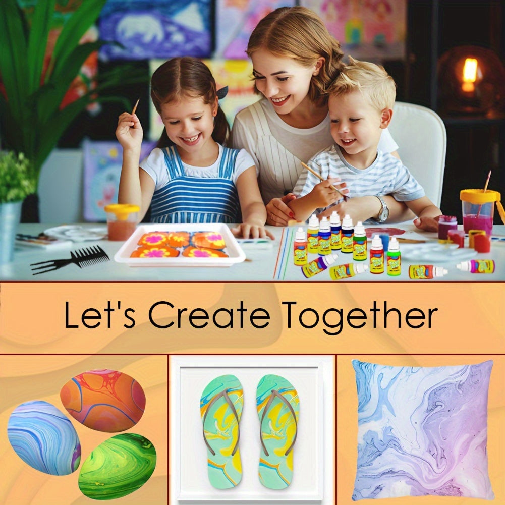 Funwins Kids Watercolor Art Kit 6-12 Craft Set Marble Pattern Holiday