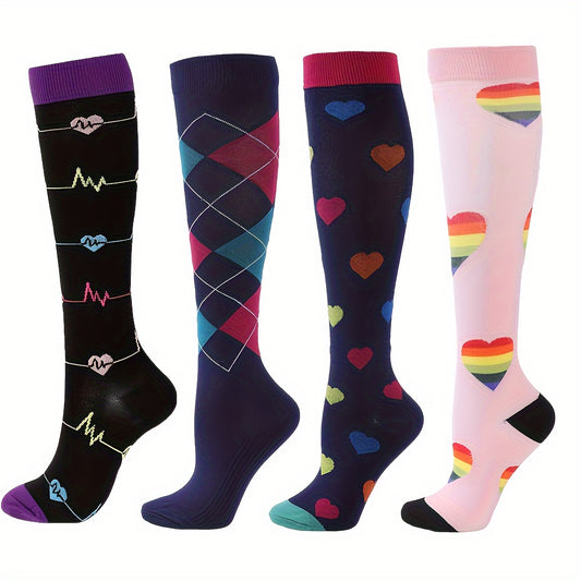 6 Pairs Copper Compression Socks Circulation 10-20 mmHg Knee High Socks