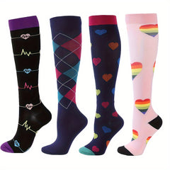 6 Pairs Copper Compression Socks Circulation 10-20 mmHg Knee High Socks