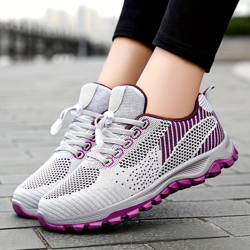 Women's Soft Sole Lace-up Mesh Running Shoes For Outdoor Sports