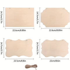 4pcs DIY Wooden Pendant Pet Sign Handwritten Blank Door Sign Decoration