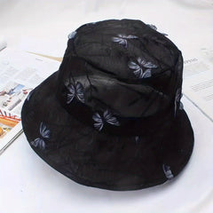 Flower Butterfly Decor Bucket Hat Lace Sun Hat Foldable Travel Beach Hats