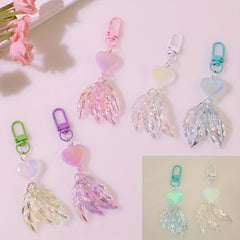 Luminous Love Feather Pendant for Women, Bag Mobile Phone Car Keychain