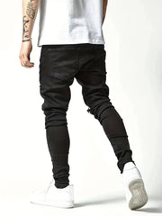 Mens Ripped Cotton Jeans Slim Fit Distressed Denim Pants