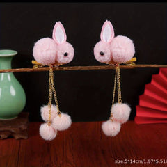 Plush Rabbits Tassel Hair Clips Chinese Style Year Hair Clips