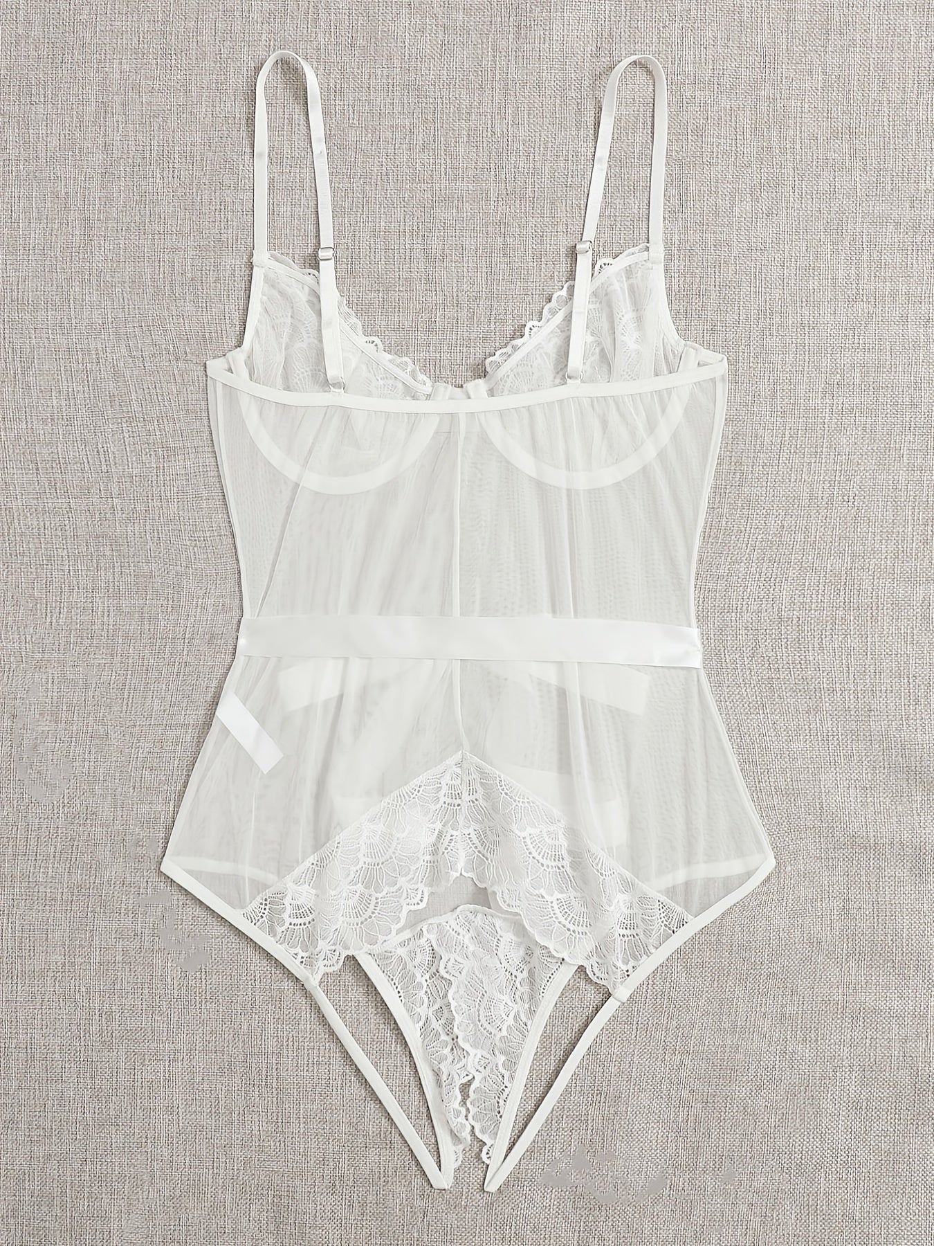 Floral Lace Spaghetti Strap Bodysuit with Cut Out Detail