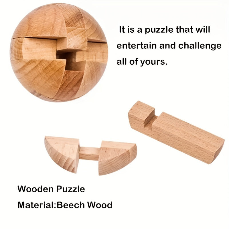 Wooden Kongming Lock Brain Teasers Toy for Adults and Kids