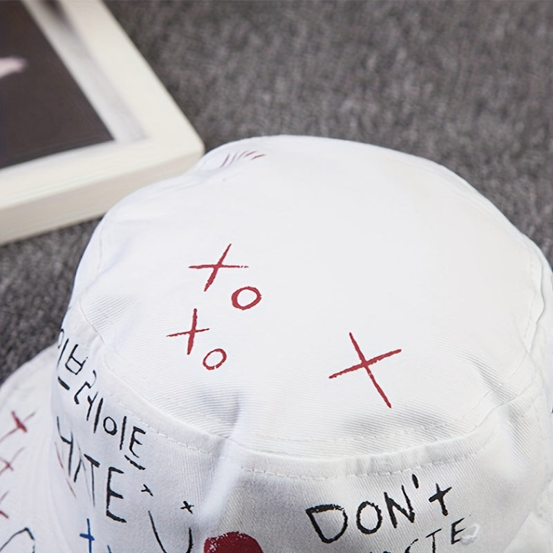 Hip Hop Graffiti Bucket Hat UV Protection Couple Sun Hat
