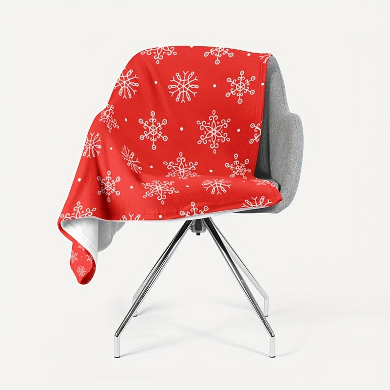Christmas Snowflake Print Flannel Blanket Soft Warm Throw Blanket