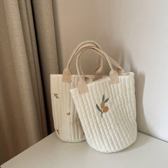 Embroidered Quilted Cotton Tote Bag for Moms On the Go