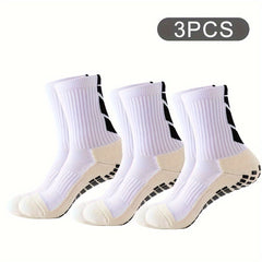 Men's Non Slip Grip Mid-Calf Football Sports Socks