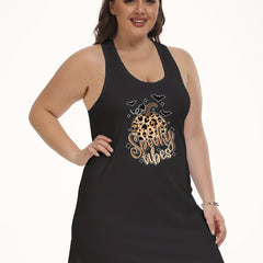 Halloween Tank Nightdress Skull Pumpkin Bat Letter Print