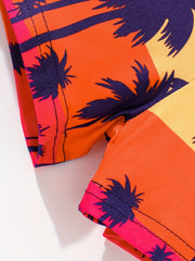 2pcs Boys Trees Print Shorts for Vacation Beach Kids Summer Clothes