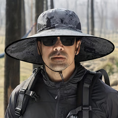 Mens Outdoor Sun Hat Large Brim Fishing Hat Sun Protection Hat