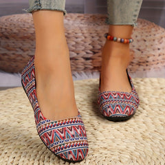 Geometric Pattern Slip On Flat Shoes Lightweight Comfortable Shoes